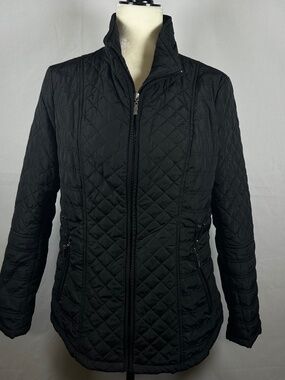 Women's Jacket Gallery New York Black Size Medium Fitted Zipper Closure Pockets